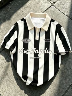 Los Angeles California Striped Polo Shirt