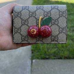 GUCCI cherry Coated Canvas Wallet 🍒