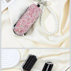 Bling Folding Brush With Mirror 