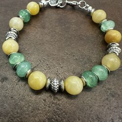 Green Agate and Yellow Aventurine Accents