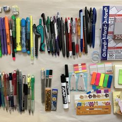 School Supply Lot - Pens, Pencils, Highlighters, Sticky Notes/Tabs