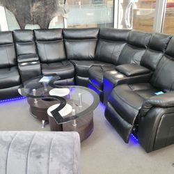  Sectional Sofa with the Led light power recliner USB storage cap order