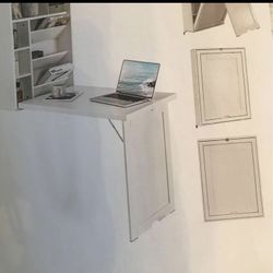 Convertible wall mounted folding desk cabinet