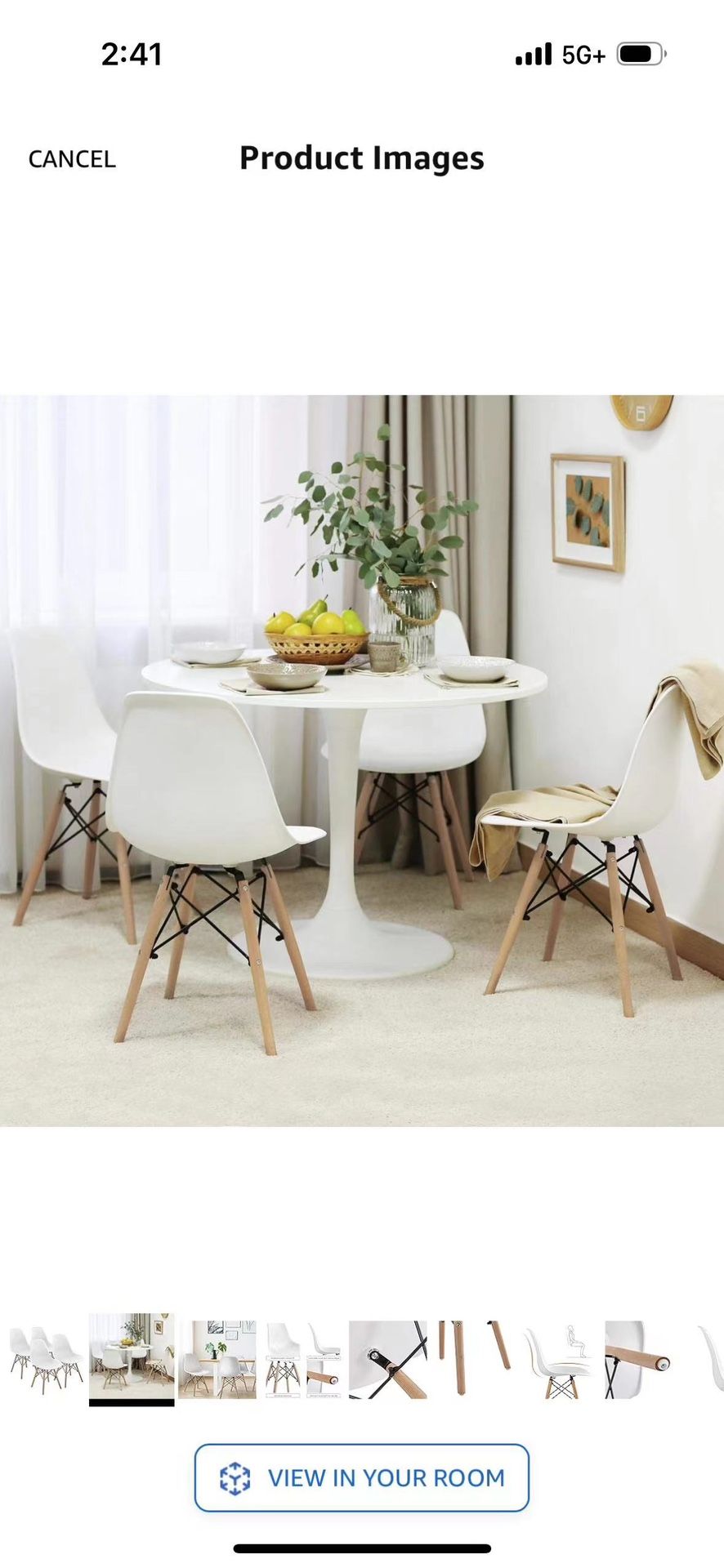 Dining Chairs Modern Side Shell Eiffel DSW Chairs with Beech Wood Legs and Metal Wires for Dining Room Living Room Bedroom Kitchen Lounge Reception, S