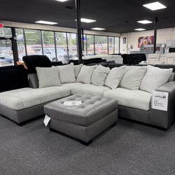 New L Shape Sectional. Oversize Ottoman $369 More. Delivery & Set Up Available 