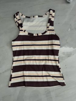 Dazy brown + white striped tank top