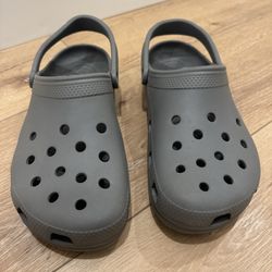 Brand new grey crocs, worn once.  SIZE MEN 12