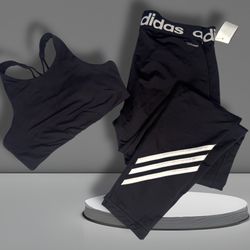 Adidas Fun Outfit Small His K Sports Bra Medium Yoga Pants 