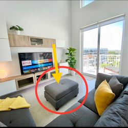 Grey Fabric Ottoman - Sectional Not Included