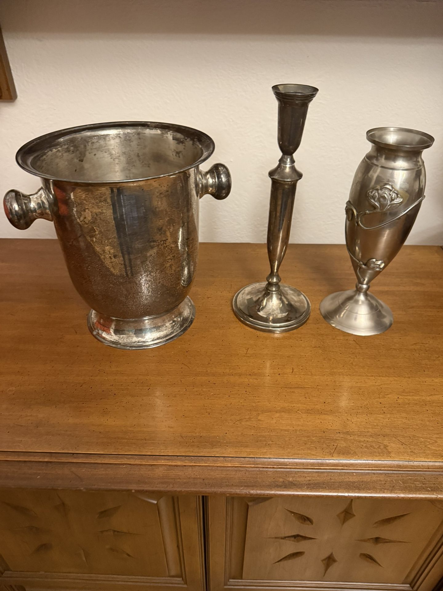 LOT Metal Vintage Ice Bucket Candle Holder Vase ALL FOR