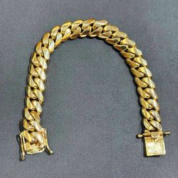Jewelry 14k solid yellow gold Miami Cuban link bracelet 92 grams 8” 12,5mm wide
