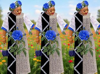 African Print Maxi Dress with Head Wrap
