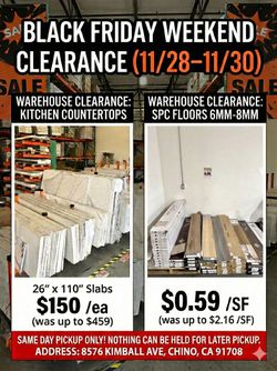 🚨 BLACK FRIDAY WEEKEND Kitchen Island Countertop Stones and Floors WAREHOUSE BLOWOUT (11/28–11/30)