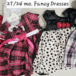 4 Ea - 2T/24 Mo. Fancy Dresses With 2 Ea Sweater Covers