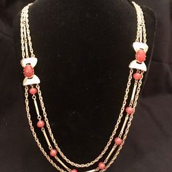 Vintage Multi Chain With Orange Glass Beads