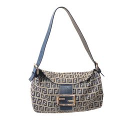 Fendi Zucchino Baguette Shoulder Bag Canvas Brown