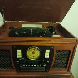 Victrola Record Player, CD, Cassette, Aux and USB 