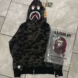 BAPE Black Camo Shark Full Zip Hoodie