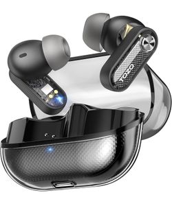 TOZO Crystal Pods Hybrid Active Noise Cancelling Wireless Earbuds, 10mm Drivers Deep Bass, 4 Mics Smart ENC AI Calls, 