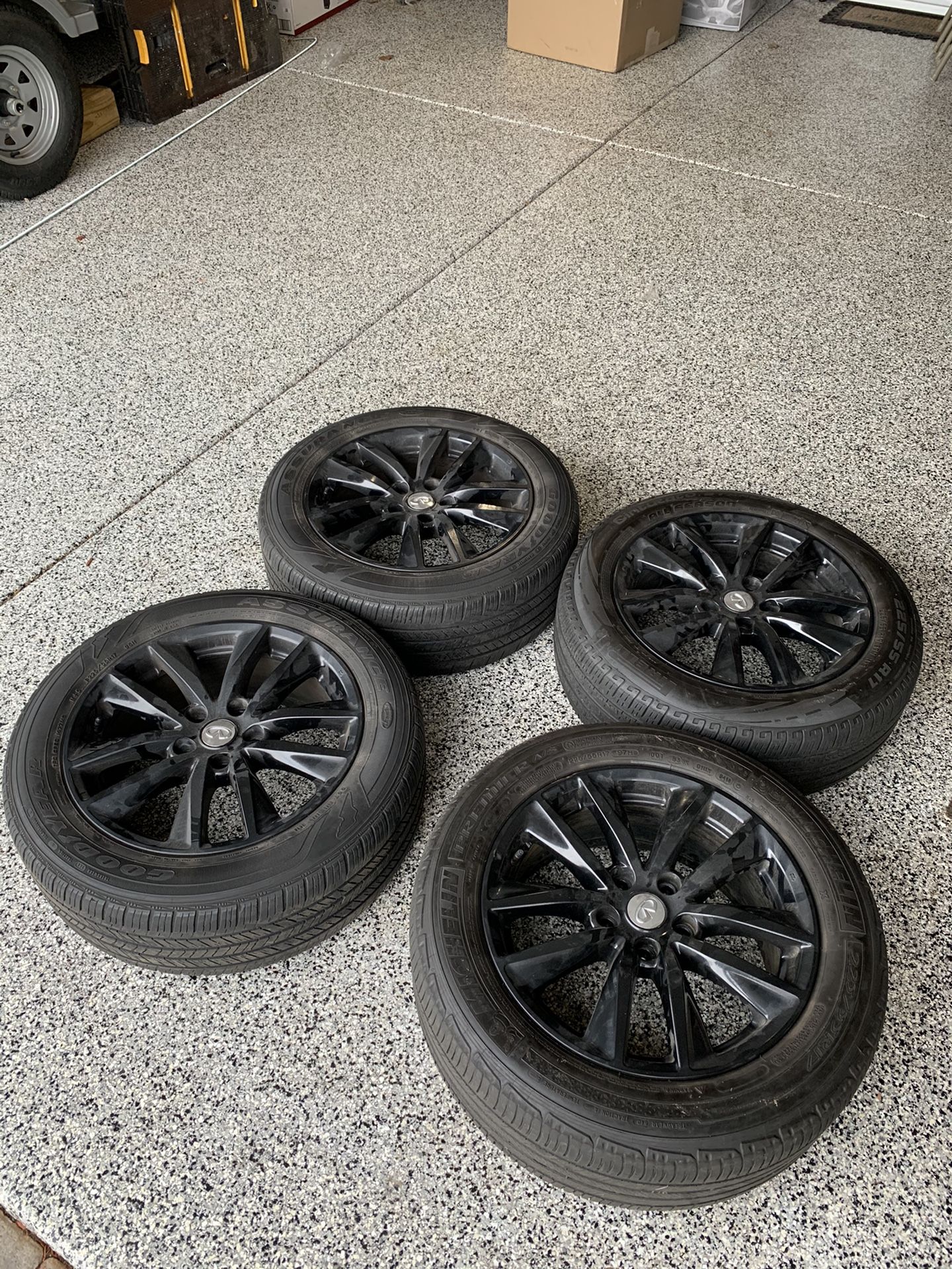 INFINITI Q50 BLACK POWDER COATED WHEELS AND TIRES (SET)