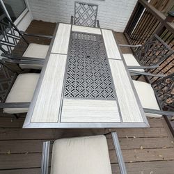 Patio Table With Six Chairs & Cushions