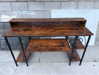 Computer Desk with Monitor Shelf, Keyboard Tray & Storage