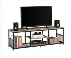 Industrial TV Stand for Televisions up to 60 in. 55 in. TV Console with Open Storage Shelves 3-Tiers Console Table, Gray
In color