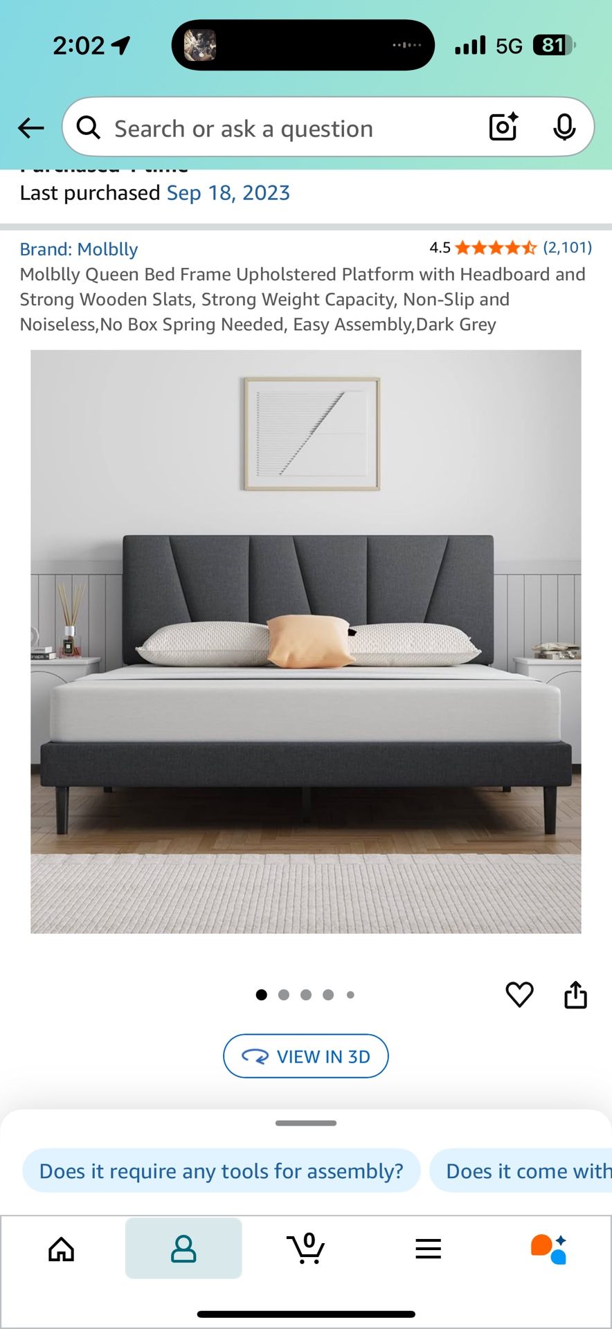 Memory Foam Queen Size Bed & Bed Frame