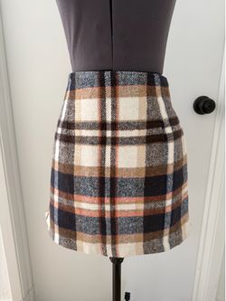 Plaid Wool-Blend Mini Skirt