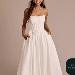 Wedding dress Satin Corset Bodice Tea-Length Dress