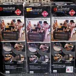 Monbebe Play Yard – Full-Size Rocking Bassinet, Removable Changer & Toy Bar – Castle Point