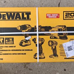 Dewalt  20V MAX 4-Tool Brushless Power Tool Combo Kit with Soft Case (2-Batteries and Charger Included)