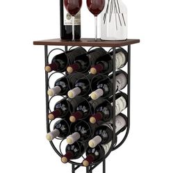 Taleco Gear Freestanding, Wine Stand Rustic Style, Holds 14 Bottles of Wine, freestanding Floor, Decorative Wine Storage Rack, Stackable Metal Wine Ra