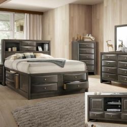 Emily Gray Queen Storage Platform Bed

