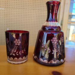 Vintage Pitcher And Glass