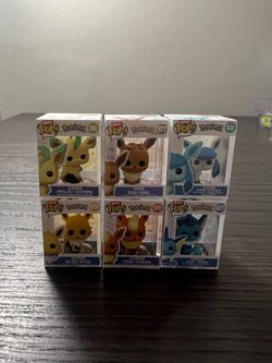 ALL 6 BITTY Eevee Evolution 1-Inch Funko Pops Pokemon Leafeon Glaceon Flareon Vaporeon Jolteon TCG