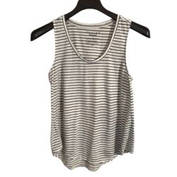 LUCKY BRAND White & Navy Striped Venice Burnout Sleeveless Tunic Tank Top Sz M