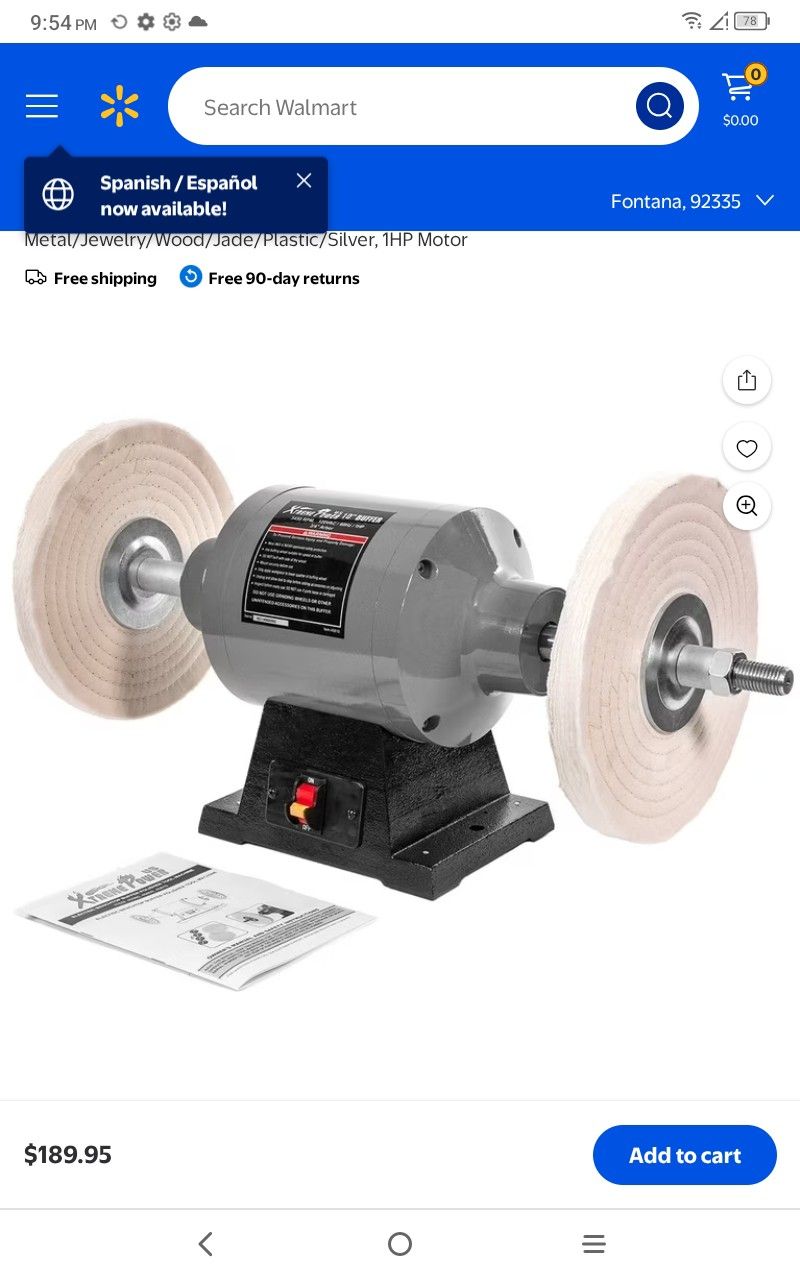 Polisher 10" Grinder For Metal / Jewelry/ Wood/ Jade/ Plastic/Silver/1HP Motor