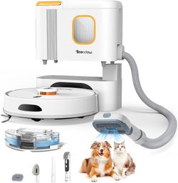 D20S Max+ Robot Vacuum and Mop, 6000Pa Suction for Pet Hair, with Self-Emptying Dock and Pet Grooming Parts, 10 Weeks Hands-Free Cleaning, PreciSense 