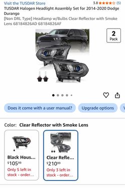 Headlight Assembly Set for 2014-2020 Dodge Durango