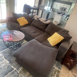 Charcoal Sofa With Ottoman
