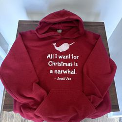 Women’s Narwhal Hooded Sweatshirt Size Small