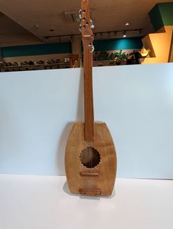 Vintage Handmade Wooden Folk Art 4 String Lute Mandolin Style Folk Instrument