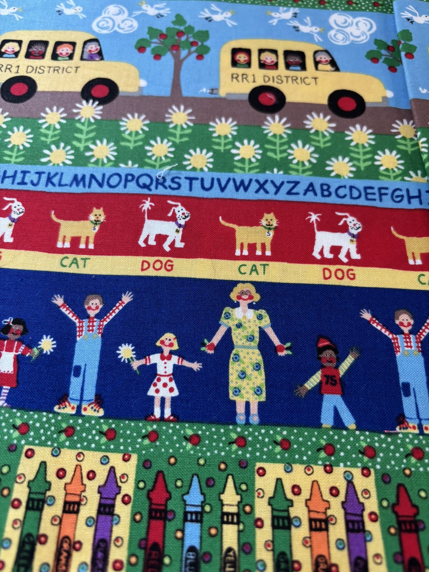 Cute School Themed Print Fabric