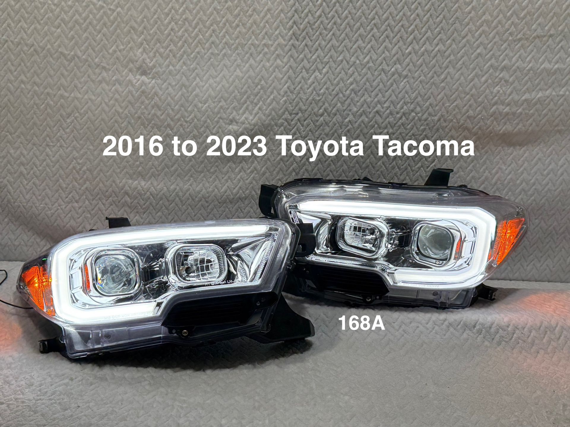 2016 to 2023 Toyota Tacoma Chrome Projector Headlights w/Switchback LED Tube Signal