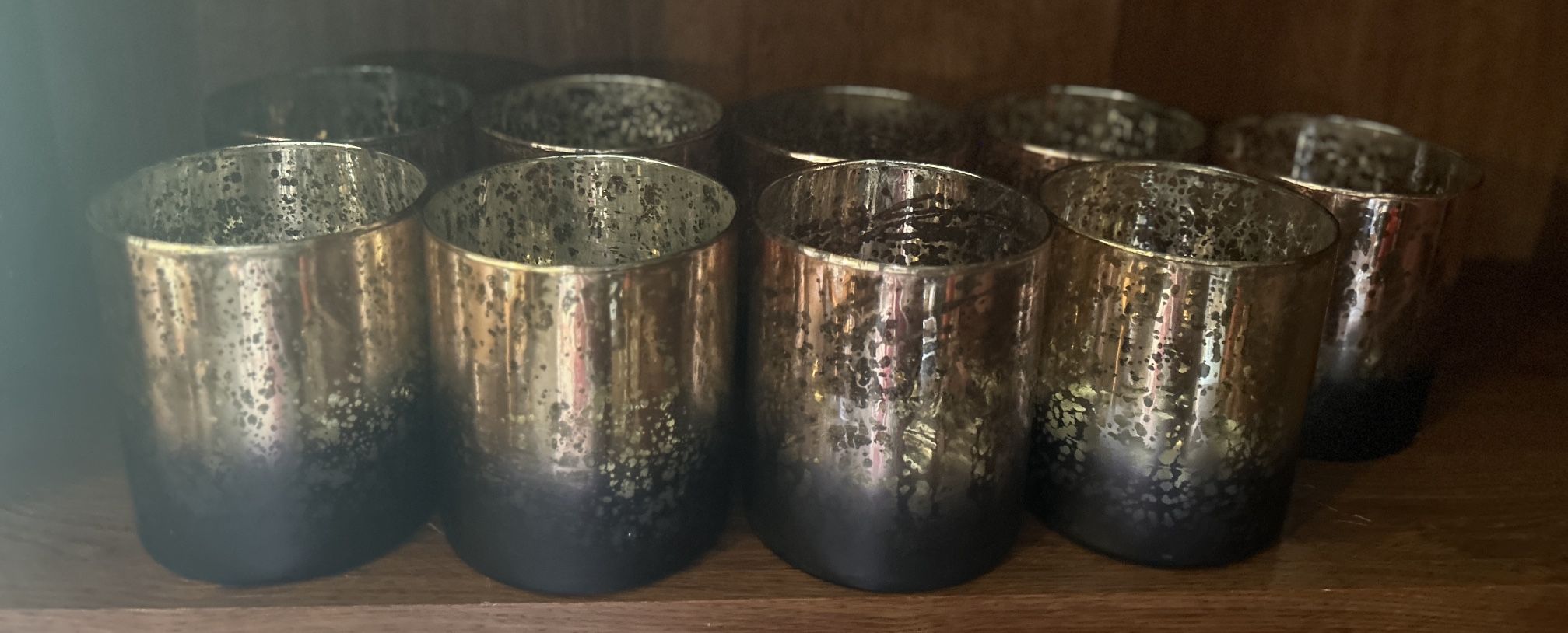 2-toned Large Mercury Votives Gold & Navy Blue