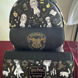 Harry Potter Loungefly  Backpack And Wallet 