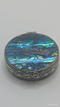 Abalone Shell Inlay Round trinket/pill box #3
