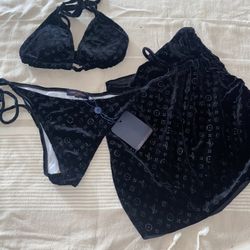 LV Black Velvet Bikini Set