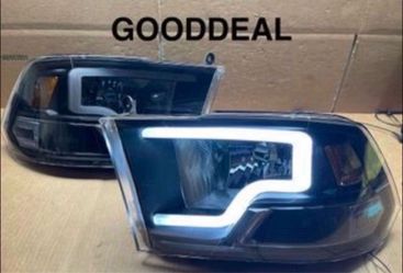 2009-2018 Dodge Ram Black LED Bar Halogen Headlight Pair lamp